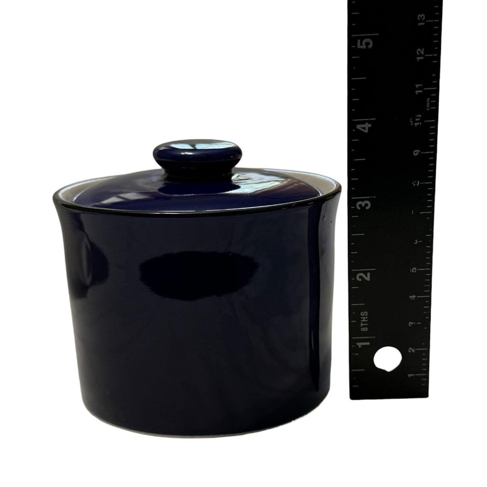 Gibson Sensations II Cobalt Blue Stoneware Canister Jar w Lid Kitchen Storage - Picture 10 of 10